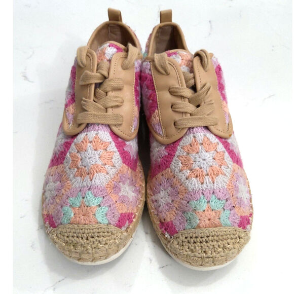 Womens Sandbar crochet espadrill shoes boho granny square tie comfortable sz 8.5 - Picture 2 of 7